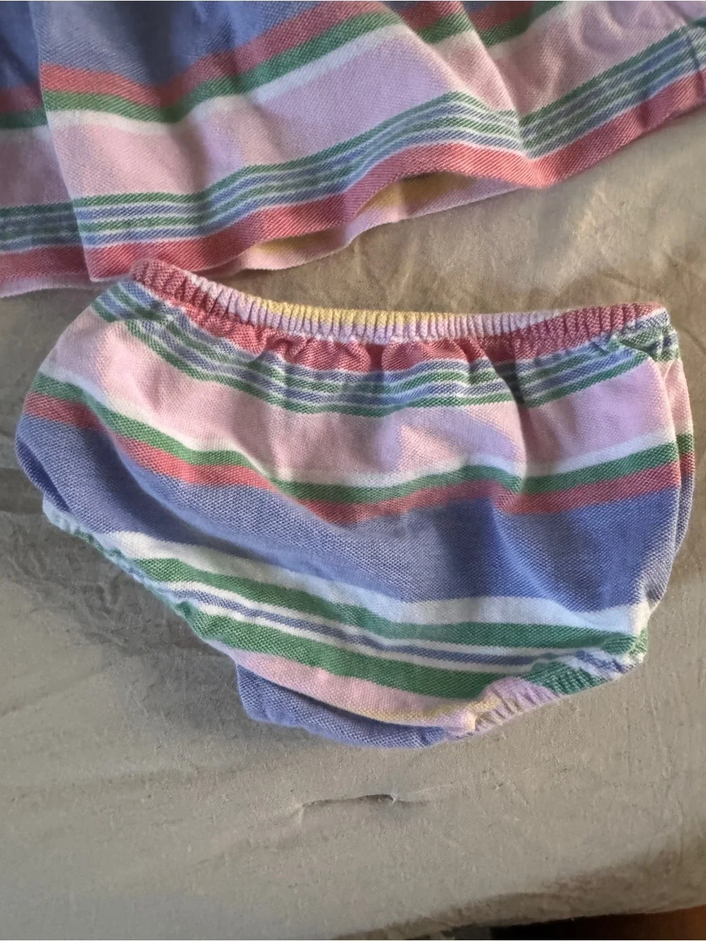 Ralph Lauren Baby Girls 3M Pastel Striped Ruffle Dress Preppy Spring